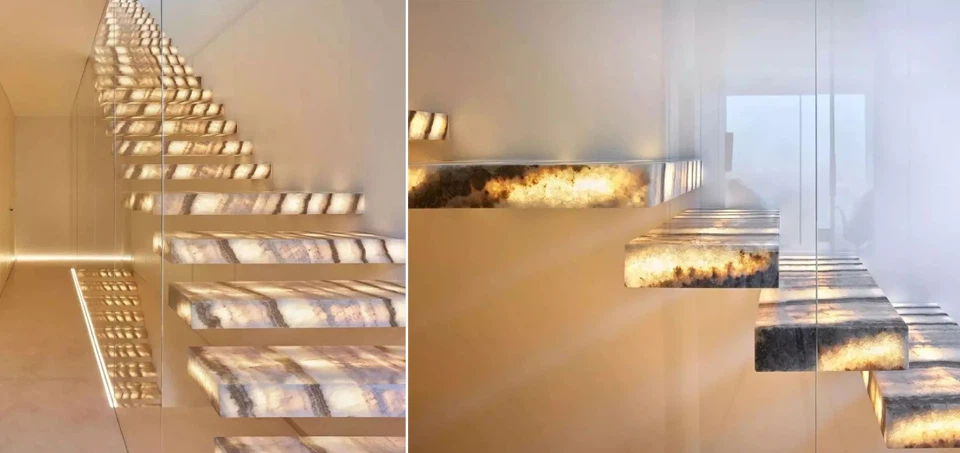 wooden onyx backlit Stairs