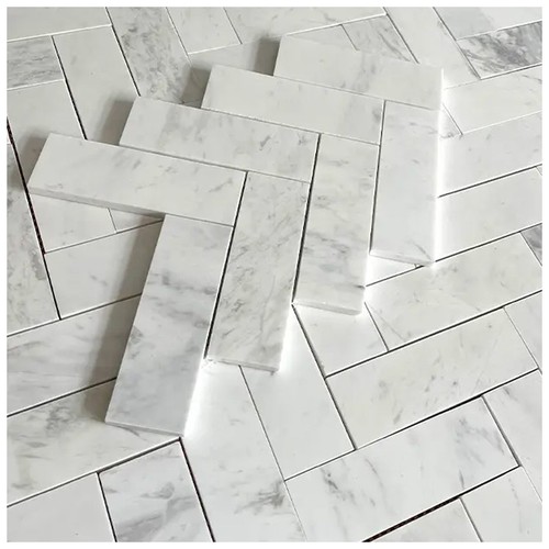 Volakas Herringbone Honed Marble Mosaic Volakas Herringbone Honed Marble Mosaic