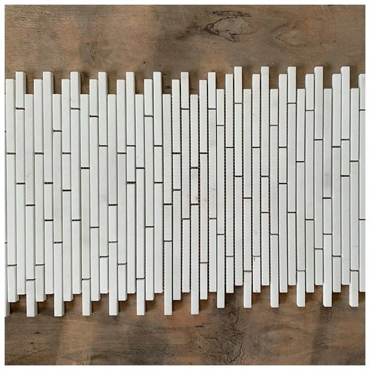 Linear White Marble Mosaic Tile