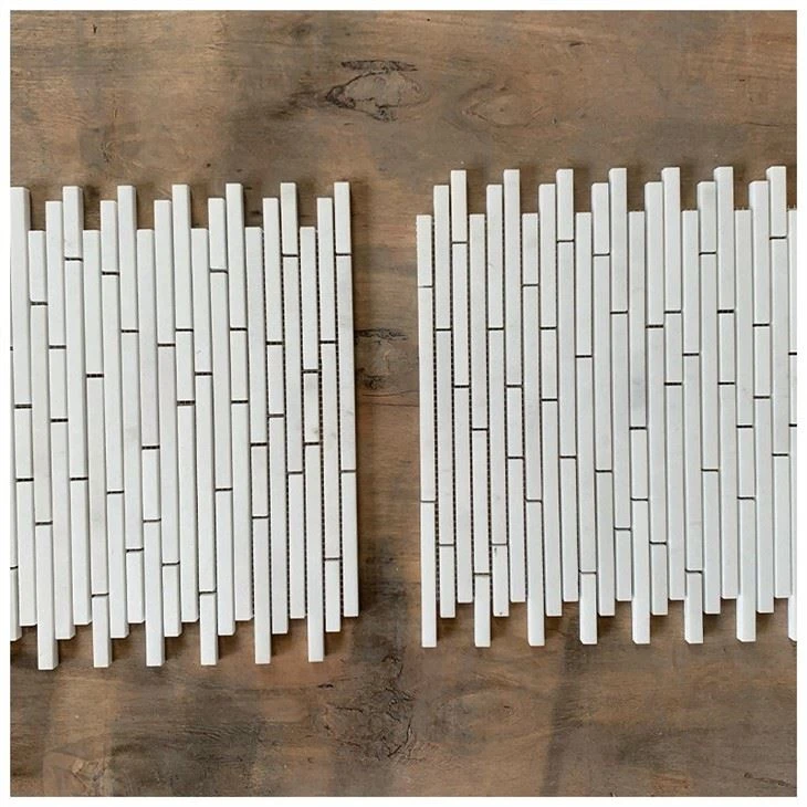 Linear Thassos Marble Mosaic Tile