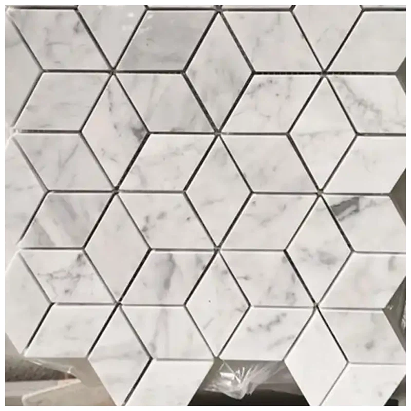 Carrara Marble 3D Rhombus Mosaic Tile