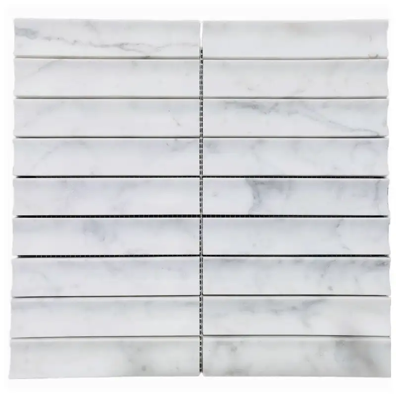 Bianco Carrara White Marble Concave Mosaic Tiles factory