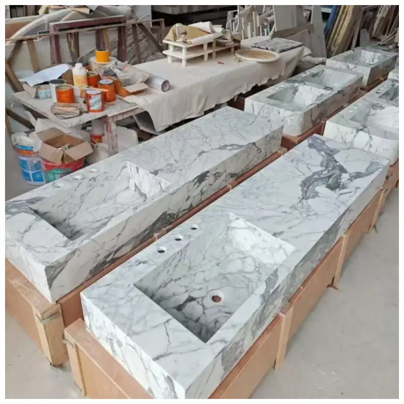 Calacatta White Integrated Marble Basin